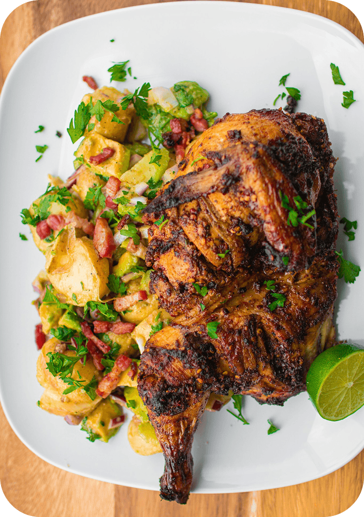 Delicious grilled chicken with vegetables